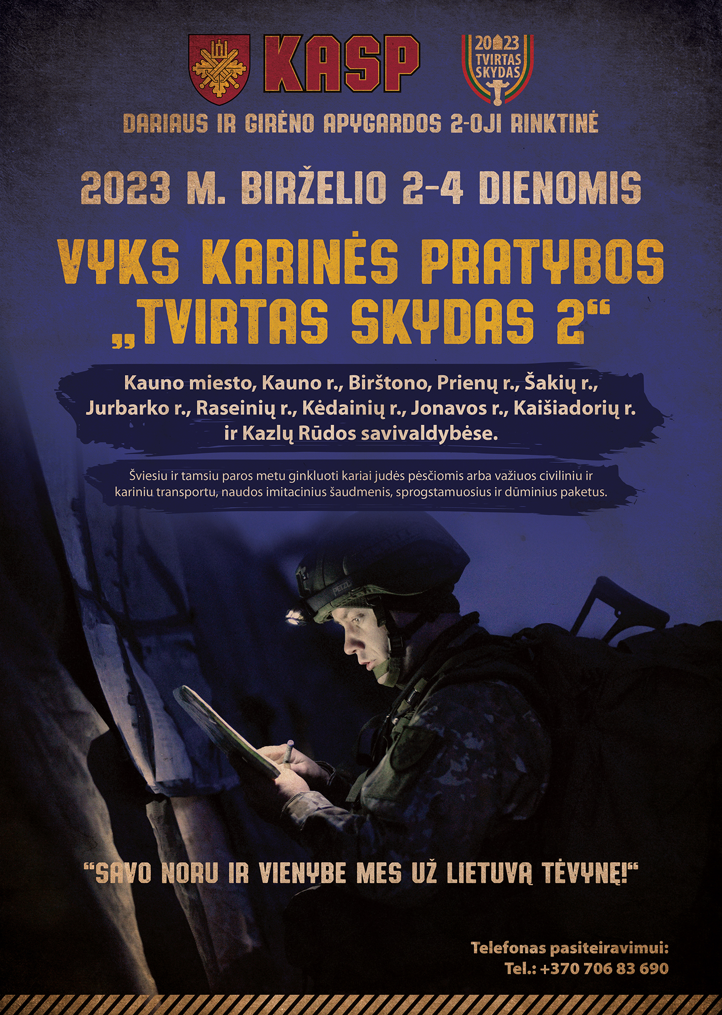 Dėl krašto apsaugos savanorių pajėgų pratybų „Tvirtas skydas 2“