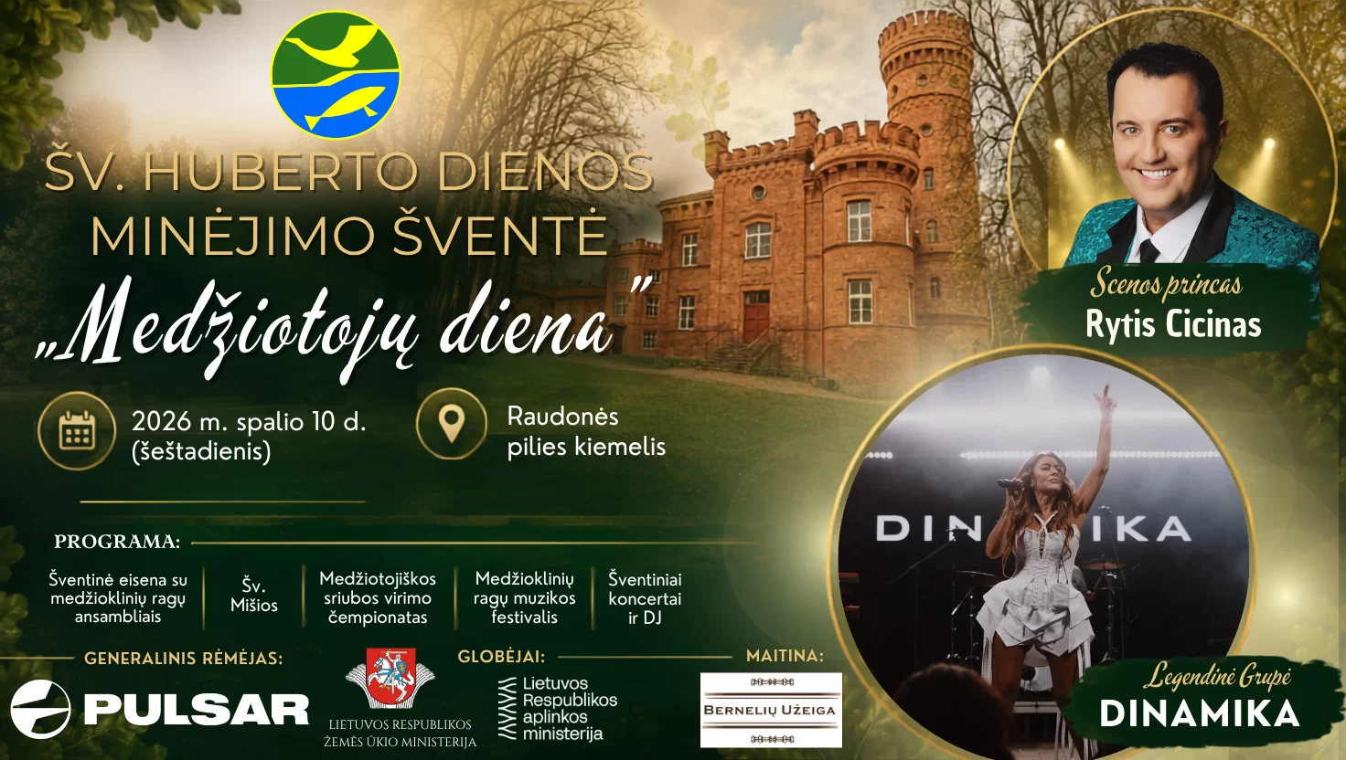 Medžiotojų diena Raudonėje: Šv. Huberto šventė, sriubos čempionatas, Rytis Cicinas ir „Dinamika“